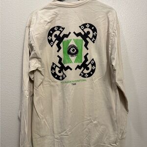 Obey Haus Musik International Cream Y2K Men’s Skater Long Sleeve L 22x29